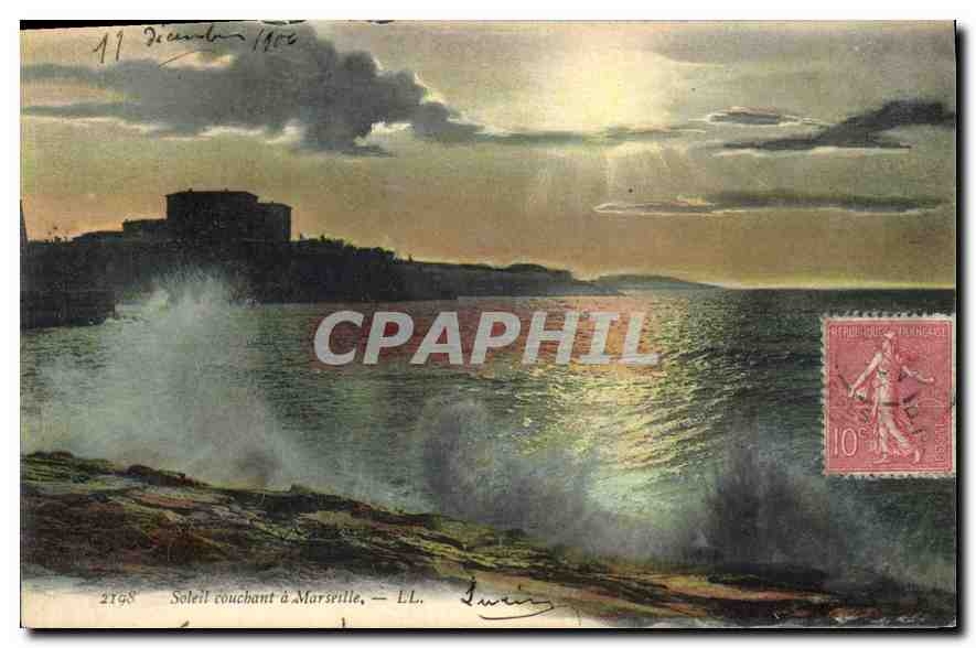 Soleil couchant à Marseille — LL. — Éditeur LL, n° 2198