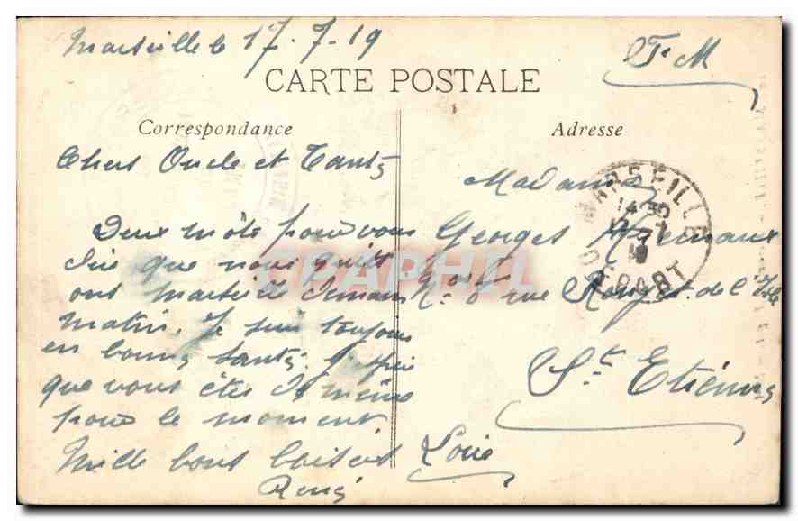 CPA Marseille Monument Puget  — Verso
