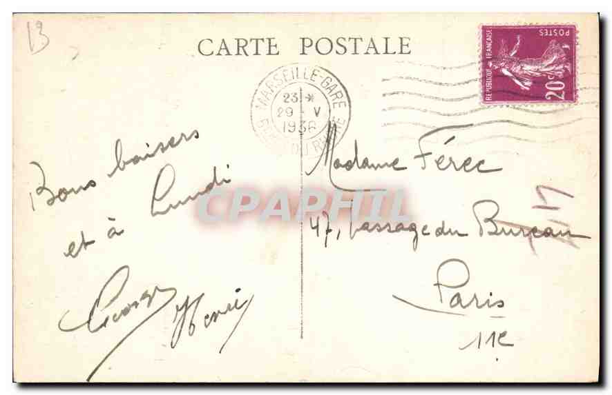CPA Marseille N D de la Garde  — Rückseite