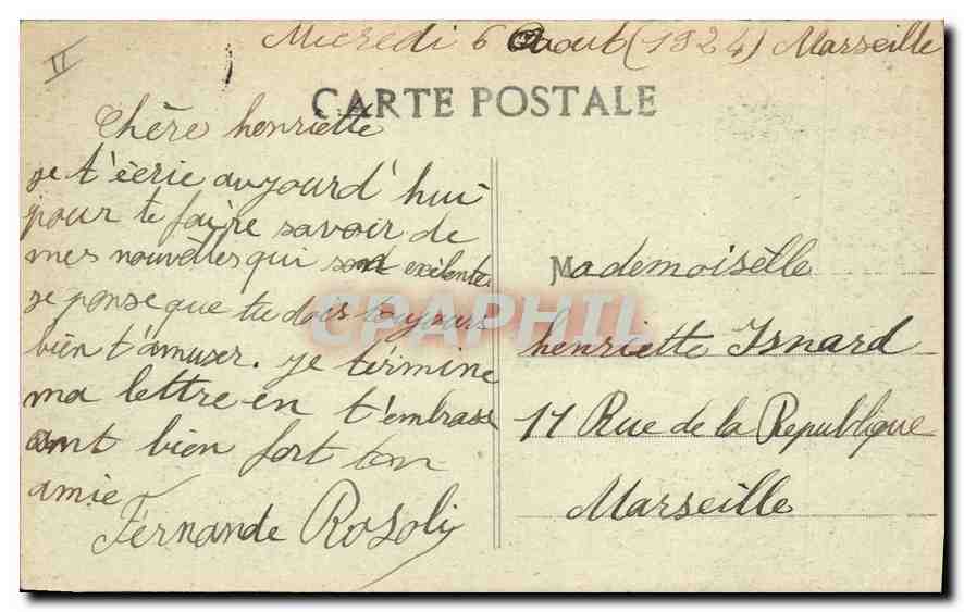 CPA Marseille Port de la Joliette  — Verso