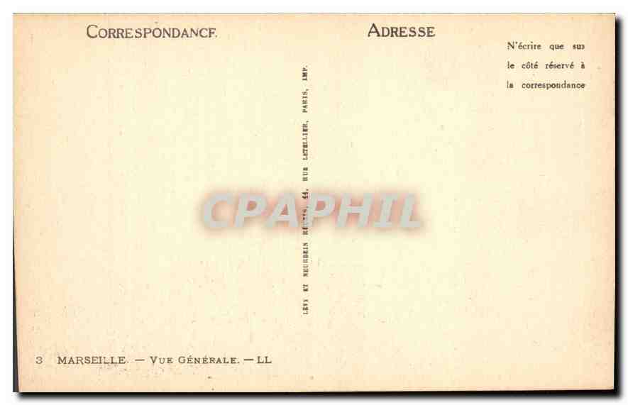 CPA Marseille Vue generale  — Rückseite