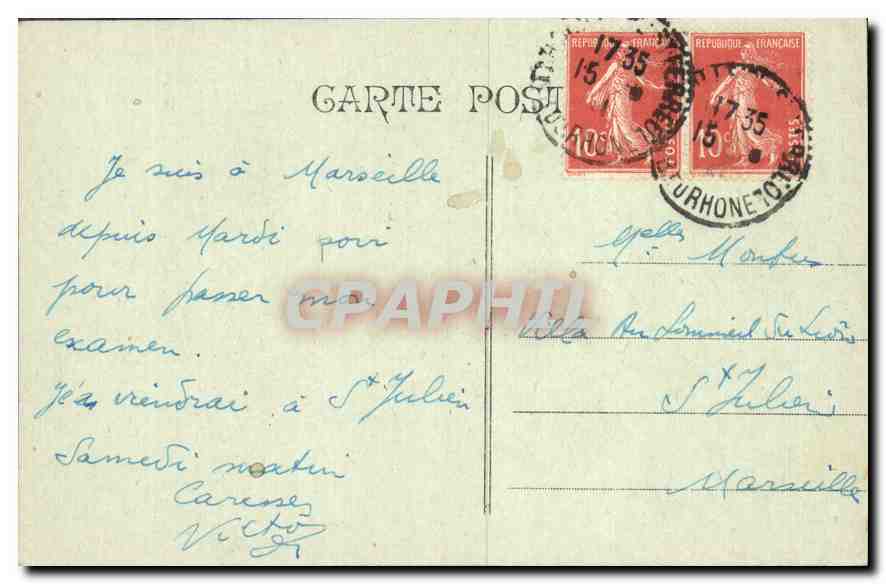 CPA Marseille Vue generale  — Rückseite