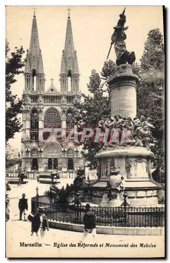 CPA Marseille Eglise des Reformes et Monument des Mobiles 