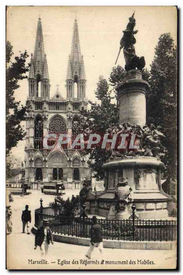 CPA Marseille Eglise des Reformes et Monument des Mobiles 