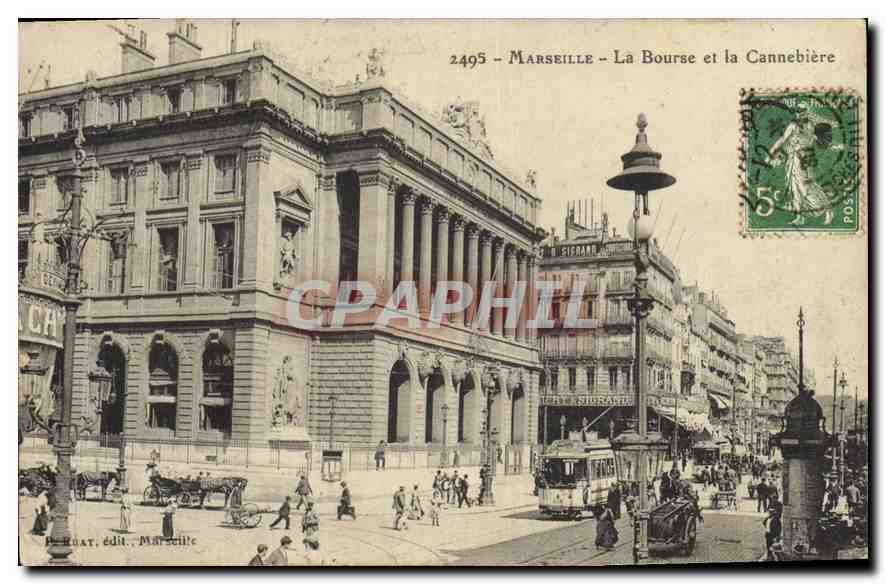 CPA Marseille La Bourse et la Cannebiere 
