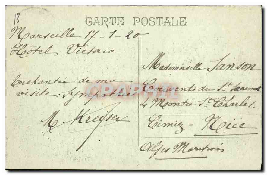 CPA Marseille La Bourse  — Verso
