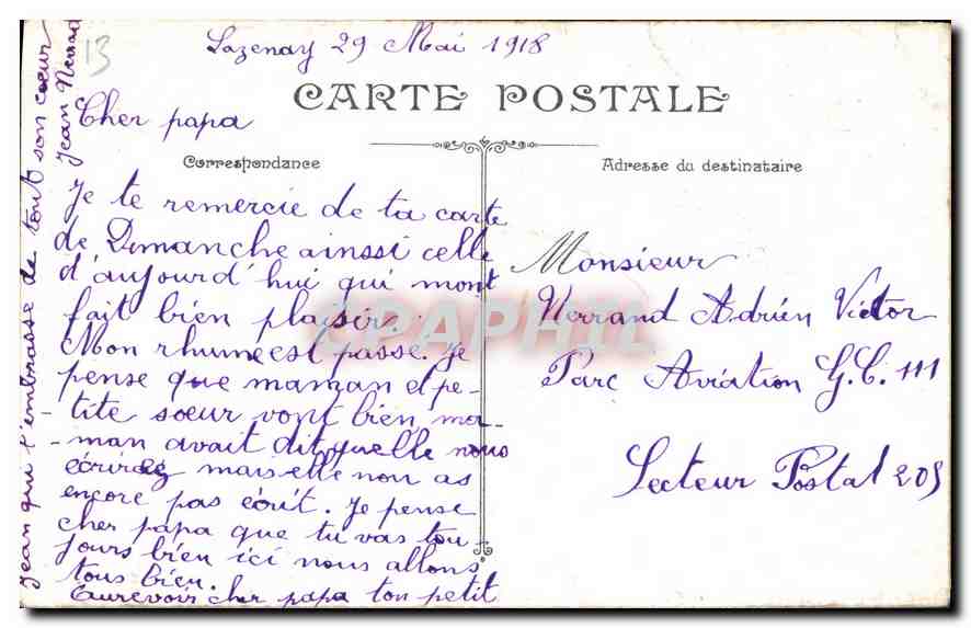 CPA Marseille Eglise des Reformes et le Monument de la Defense  — Verso