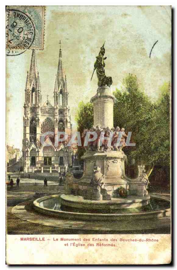 Marseille — Le Monument des Enfants des Bouches-du-Rhône et l'Église des Réformées