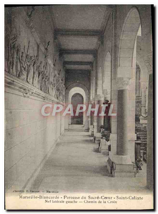 CPA Marseille Blancarde Paroisse du Sacre Coeur Saint Calixte Nef Laterale gauche Chemin de la Croix
