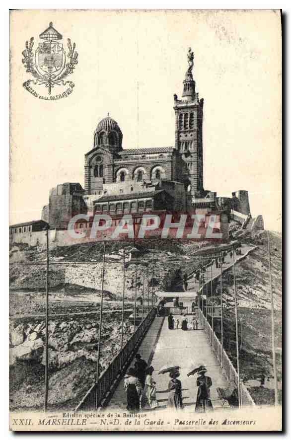 CPA Marseille Notre Dame de la Garde Passerelle des Ascenseurs 