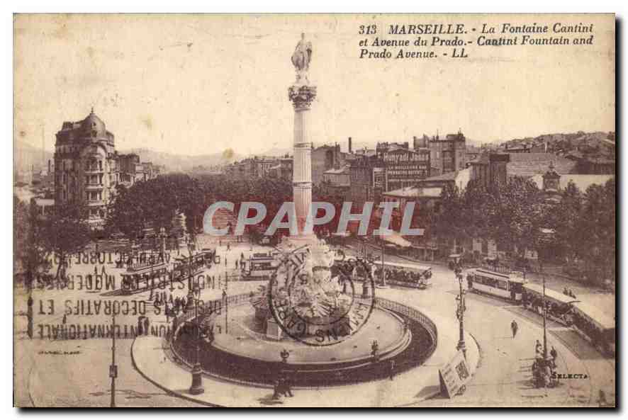 Marseille - La Fontaine Cantini et Avenue du Prado - LL