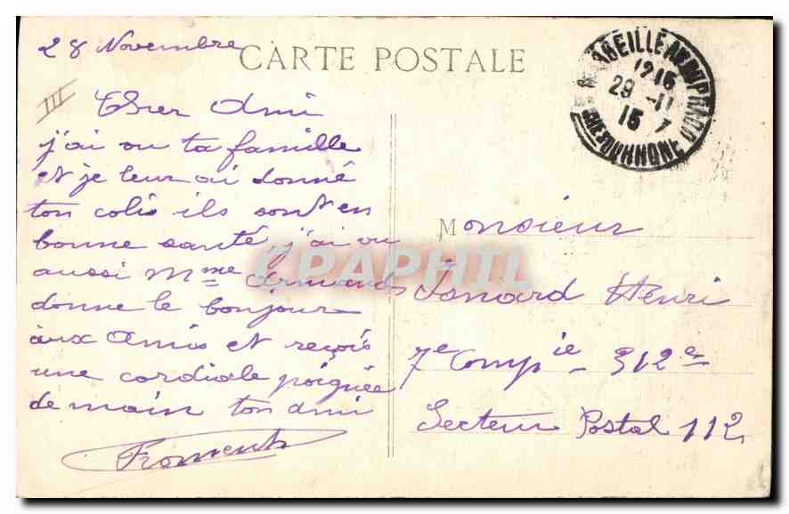 CPA Marseille Place Castellane Fontaine Cantini  — Rückseite