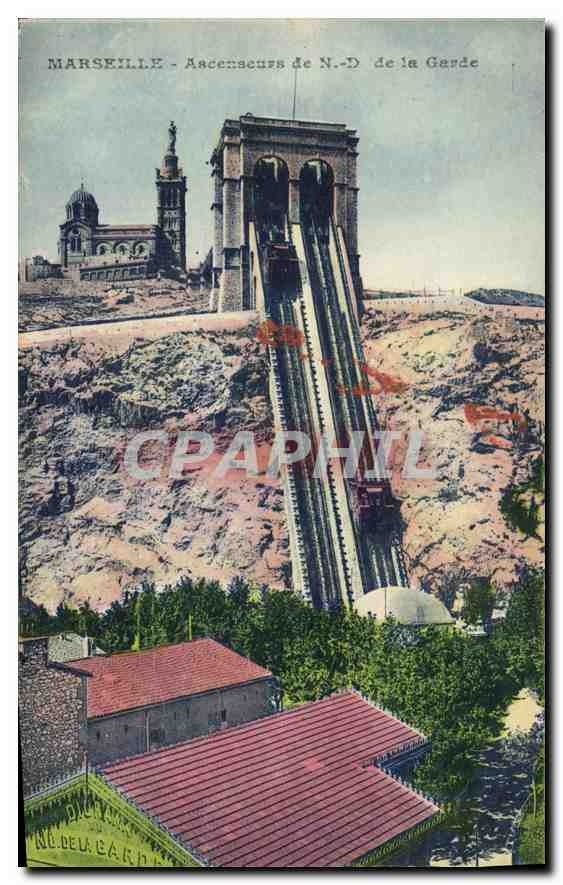 CPA Marseille Ascenseurs de Notre Dame de la Garde 