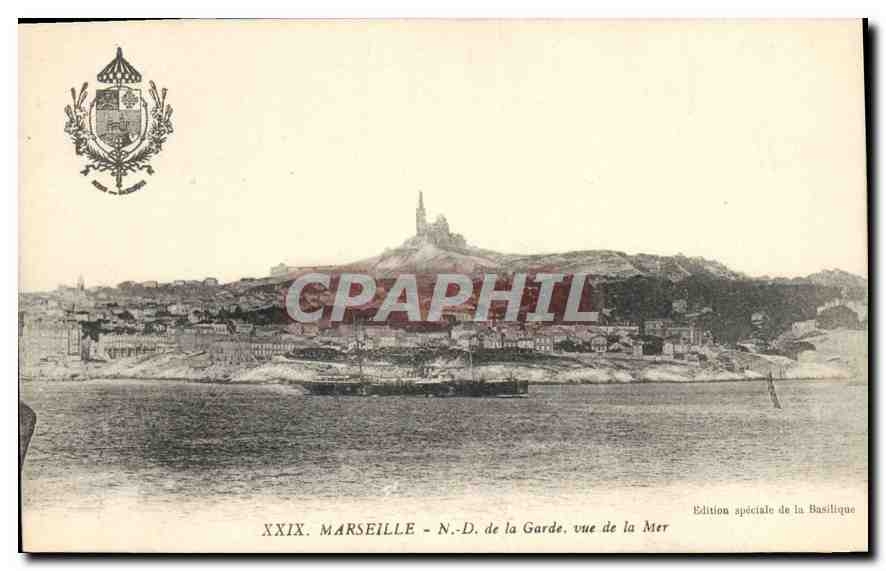 CPA Marseille Notre Dame de la Garde vue de la Mer 