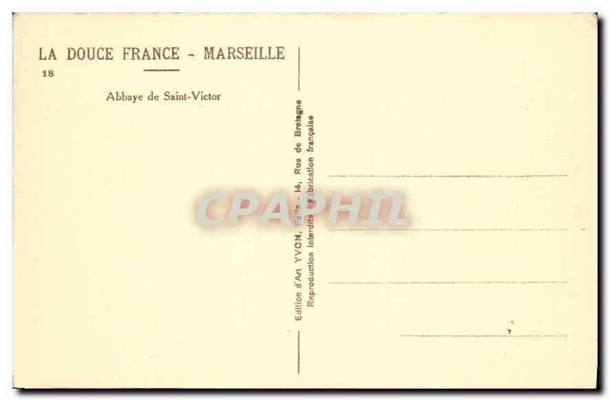 Abbaye Saint-Victor — Marseille — Édition d'Art YVON — Rückseite