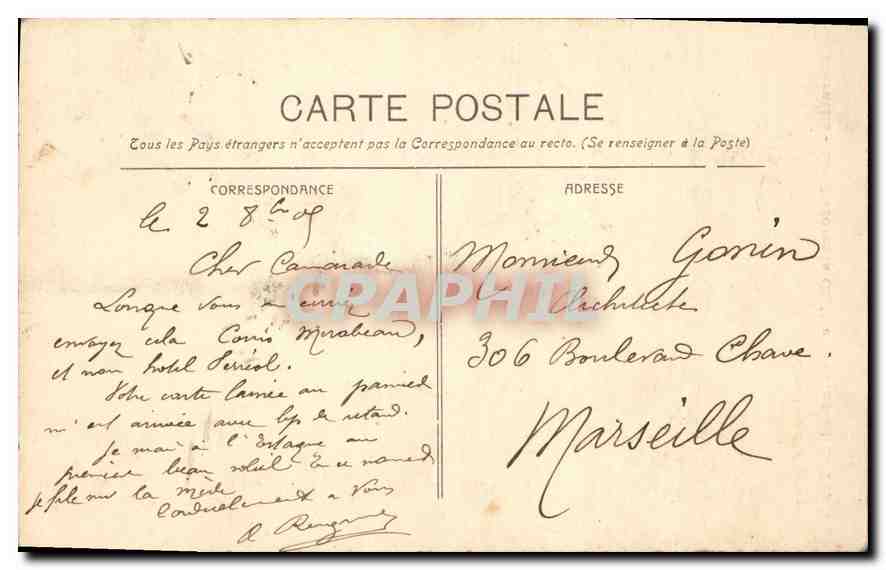 CPA Marseille Les Reformes Eglise St Vincent de Paul  — Rückseite