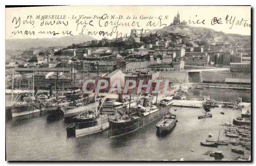 CPA Marseille Le Vieux Port et Notre Dame de la Garde 