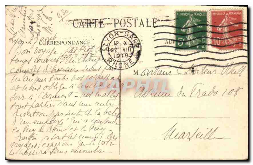 CPA Marseille Palais de Justice et Statue Berryer  — Verso