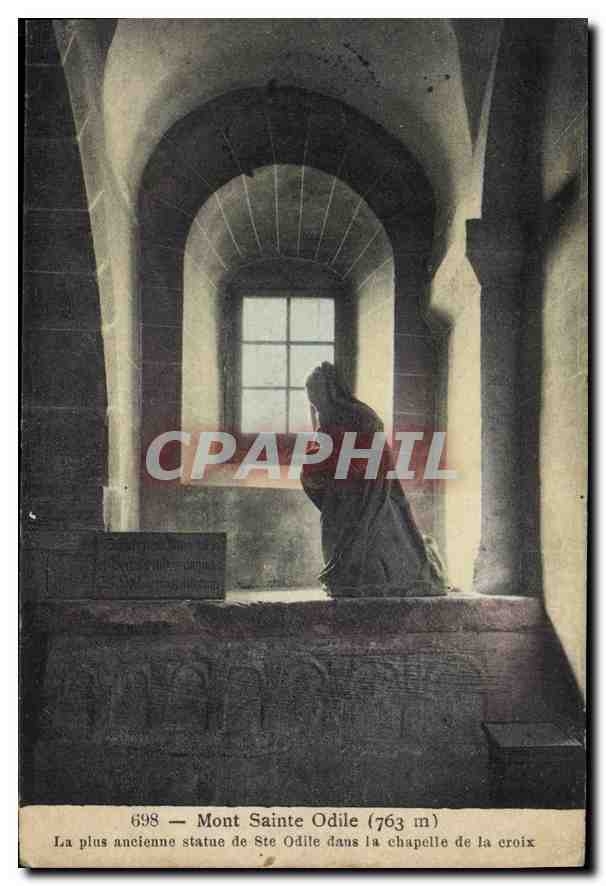 CPA Mont Sainte Odile La Plus ancienne statue de Ste Odile dans la Chapelle de la Croix 