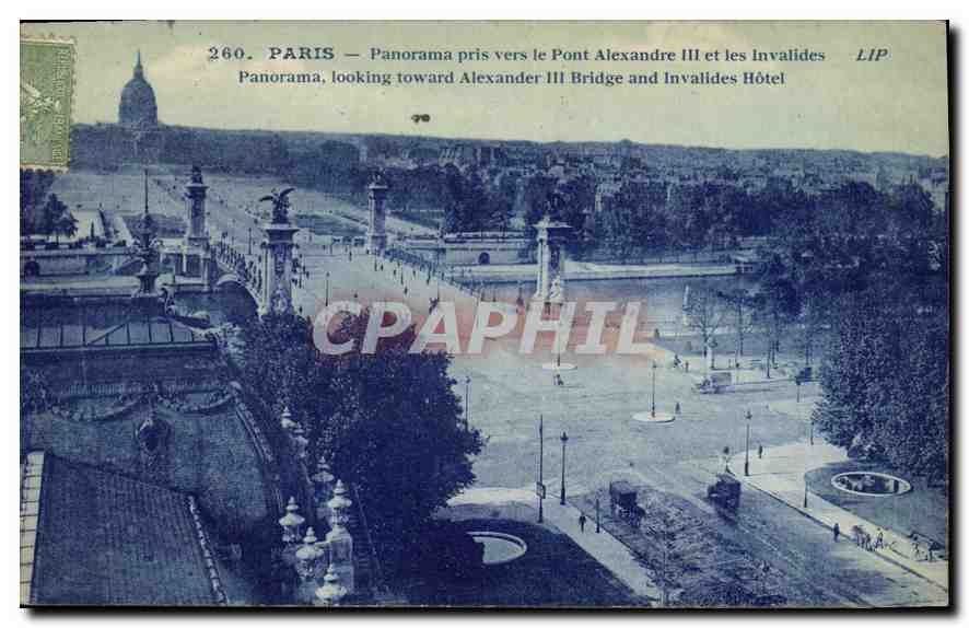 CPA Paris Panorama pris vers le Pont Alexandre III et les invalides Panorama 
