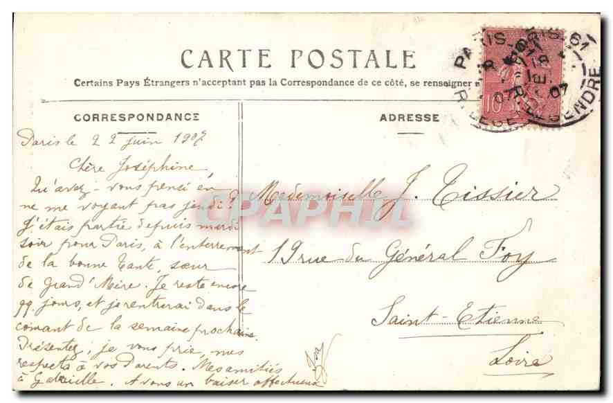 CPA Buttes Chaumont Le Pont de Brique  — Verso