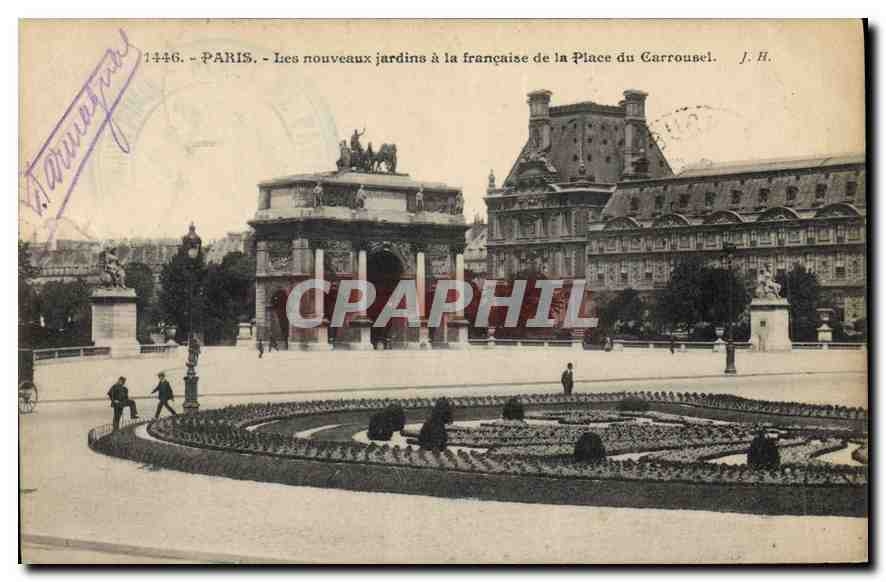 Antike Ansichtskarte Paris Les nouveaux jardins à la française de la Place du Carrousel