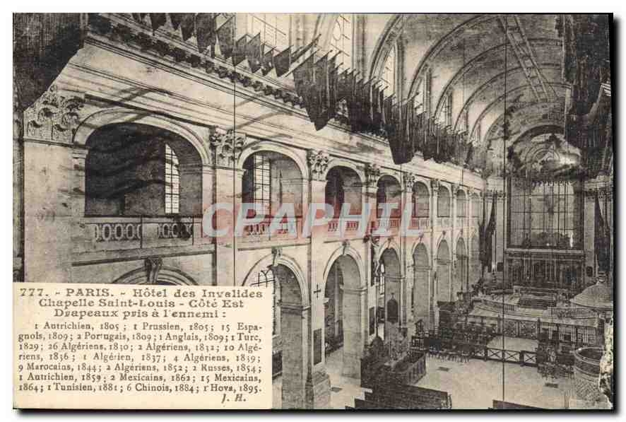CPA Paris Hotel des Invalides Chapelle Saint Louis Cote Est Drapeaux pris a l'Ennemi 