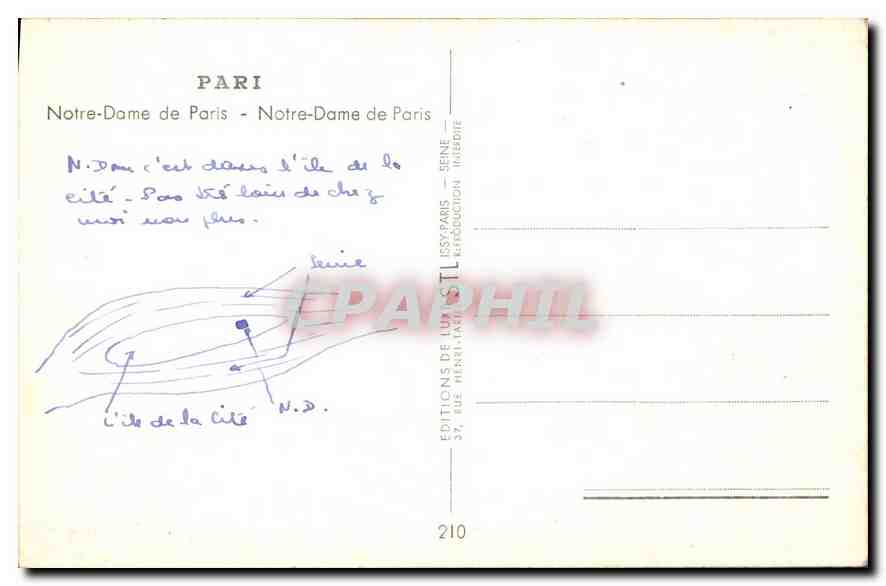 CPA Notre Dame de Paris  — Verso