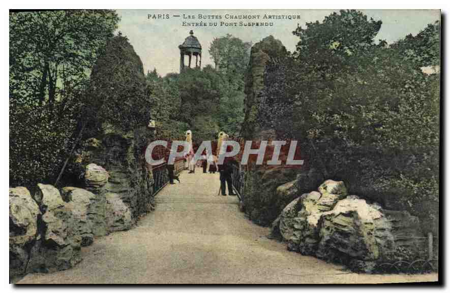 CPA Paris Les Buttes Chaumont Artistique Entree du Pont Suspendu 
