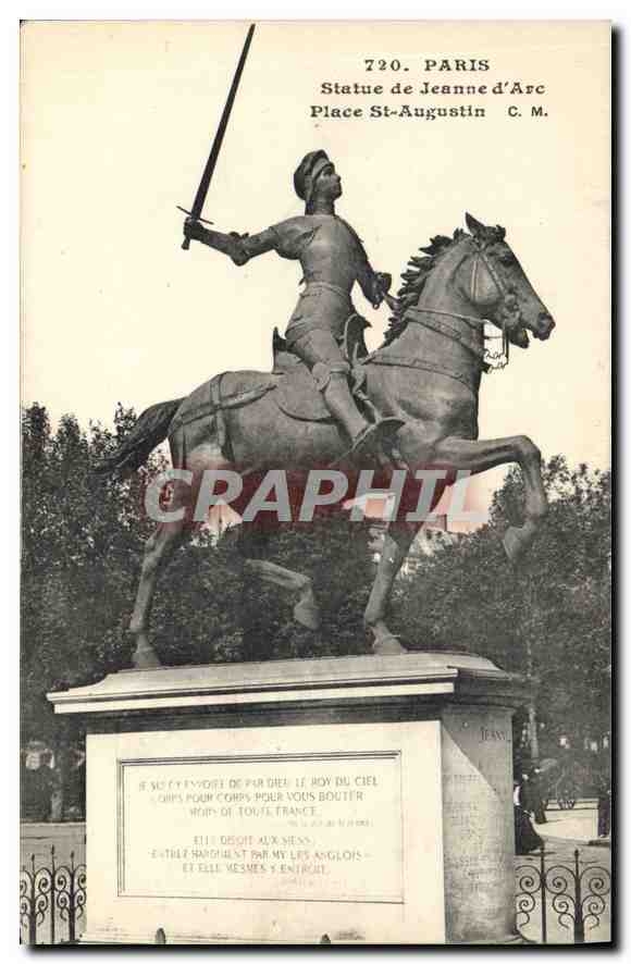 CPA Paris Statue de Jeanne d'Arc Place St Augustin 