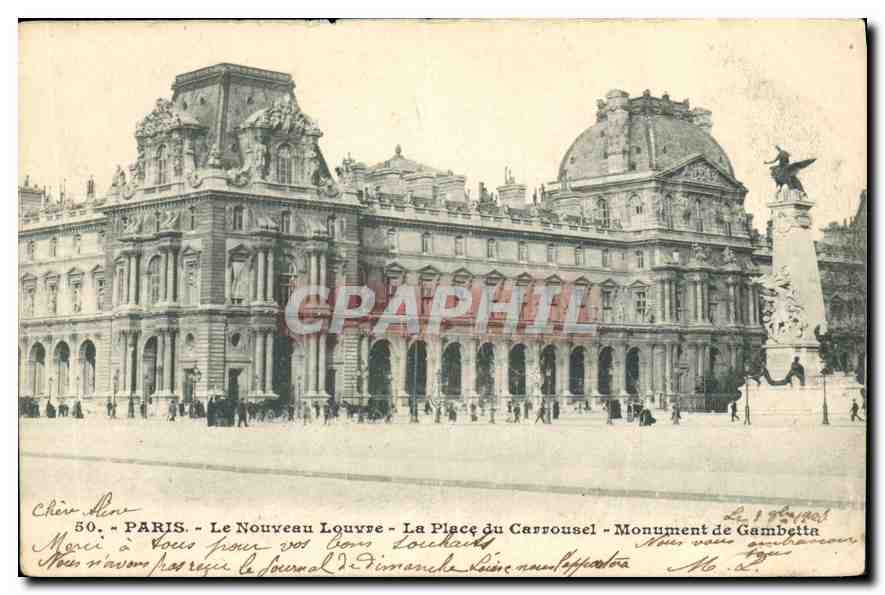 CPA Paris Le Nouveau Louvre La Place du Carrousel Monument de Gambetta 