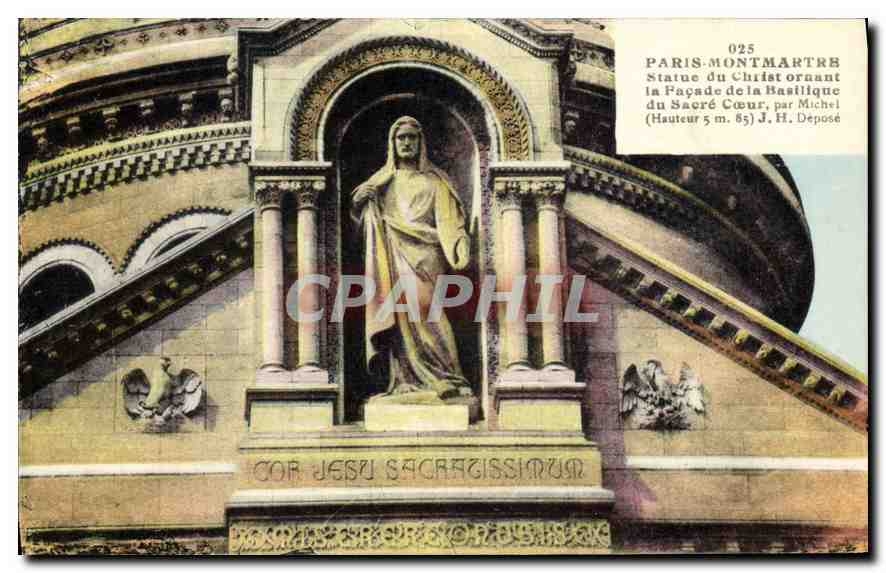 Statue du Christ orant — façade de la Basilique du Sacré-Cœur, Paris-Montmartre — L. Boisson, éditeur, Paris