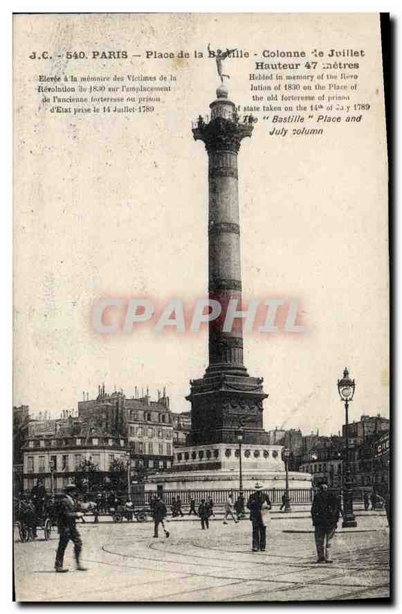 CPA Paris Place de la Bastille Colonne de Juillet Hauteur 