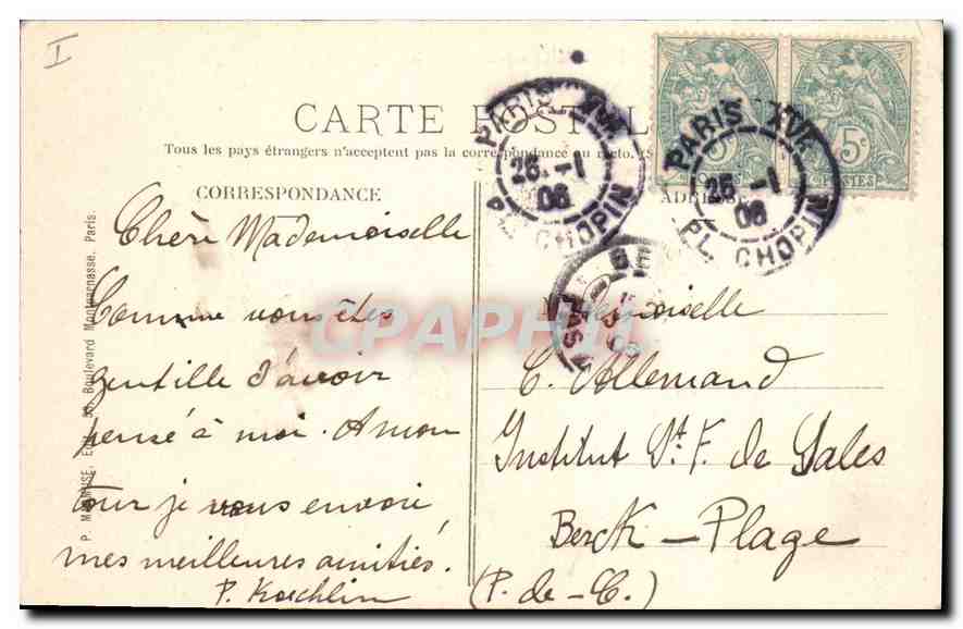 CPA Bois de Boulogne Lac Saint James  — Rückseite