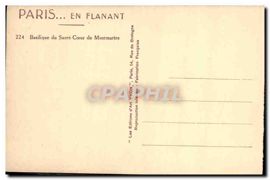 CPA Paris Basilique du Sacre Coeur de Montmartre  — Rückseite