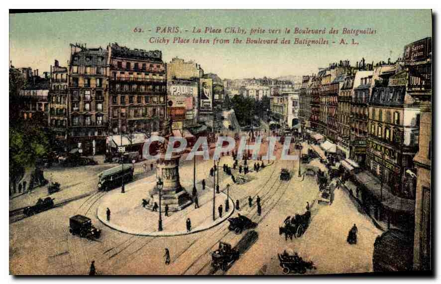CPA Paris La Place Clichy prise vers la Boulevard des Batignolles 