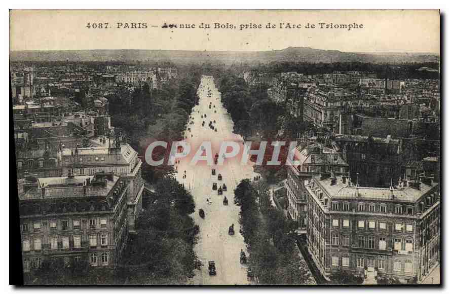 CPA Paris Avenue du Bois prise de l'Arc de Triomphe 