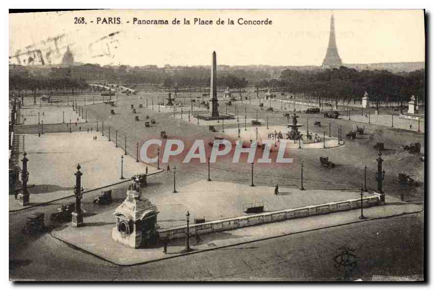 CPA Paris Panorama de la Place de la Concorde Tour Eiffel