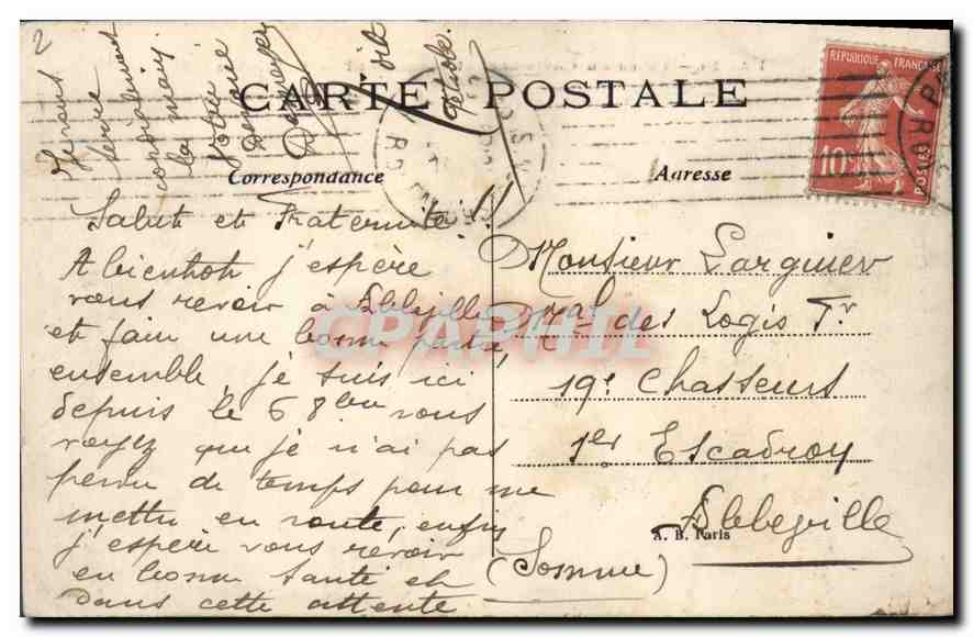 CPA Paris Place du Carrousel et Monument de Gambetta  — Rückseite