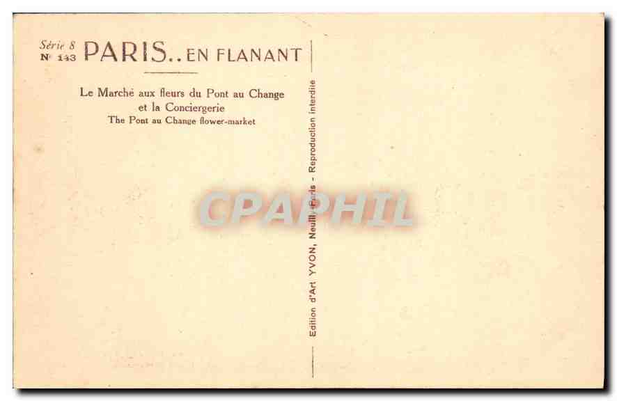 CPA Paris Le Marche aux fleurs du Pont au Change et la Conciergerie  — Rückseite