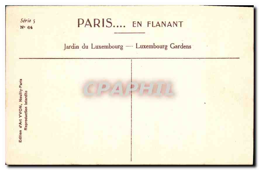 CPA Paris Jardin du Luxembourg  — Rückseite