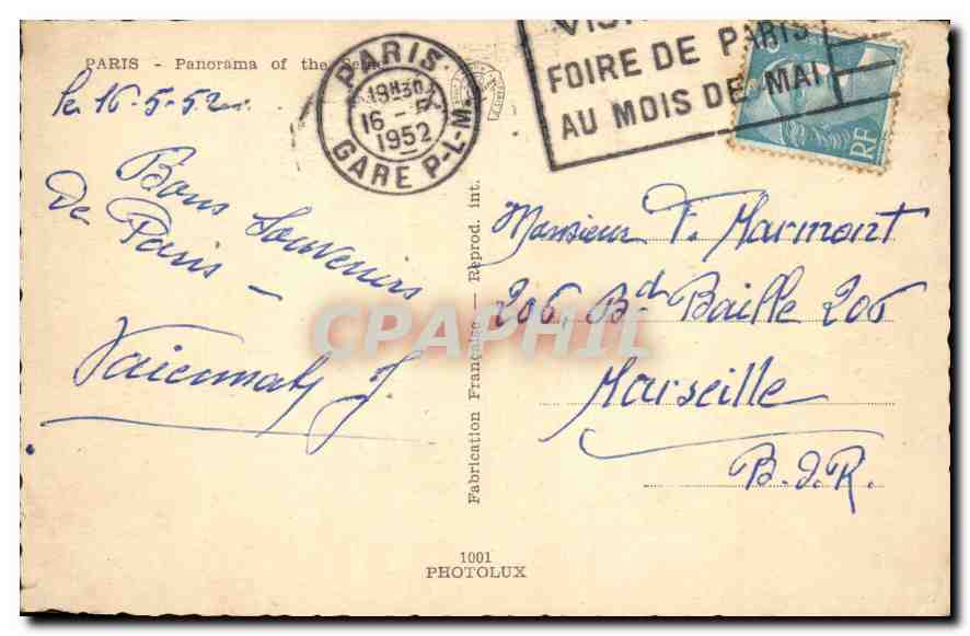 CPA Paris Panorama sur la Jeine  — Rückseite