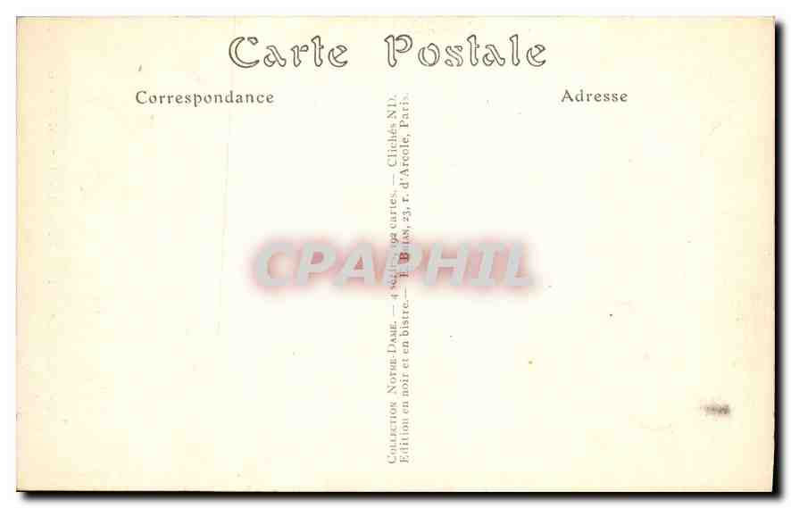 CPA Paris Notre Dame Portail lateral sud Saint Marcel  — Verso