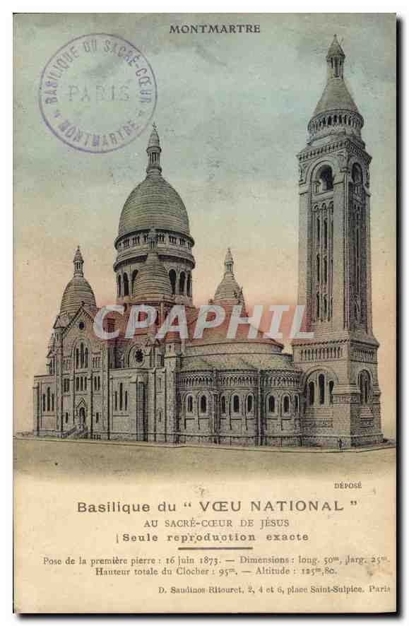 CPA Montmartre Basilique du Voeu National 