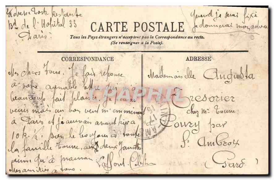 CPA Paris Le Boulevard Montmartre  — Rückseite
