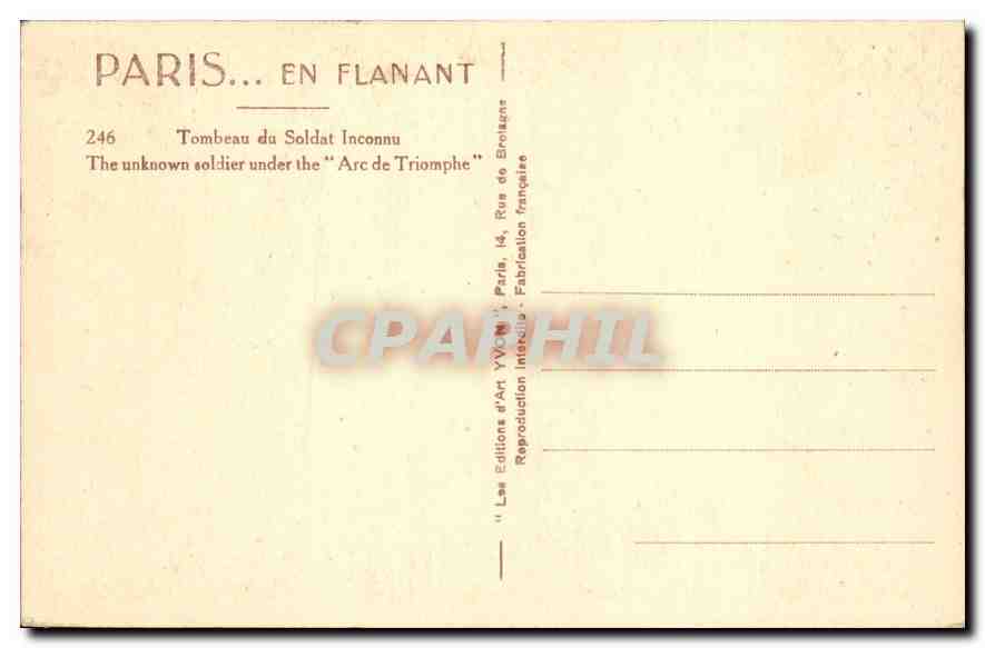 CPA Paris Tombeau du Soldat Inconnu  — Rückseite