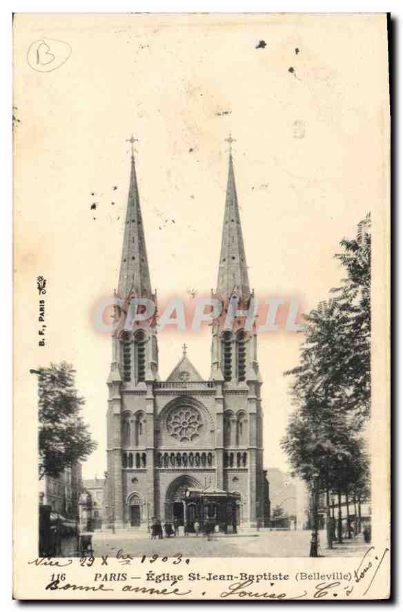 CPA Paris Eglise St Jean Baptiste Belleville 