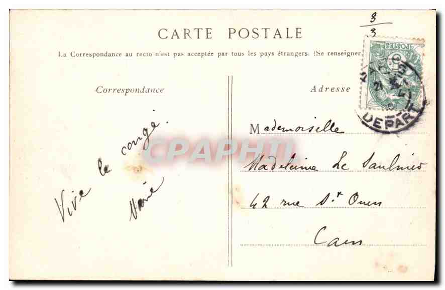 CPA Bois de Boulogne Chateau de Bagatelle Le Lac  — Rückseite