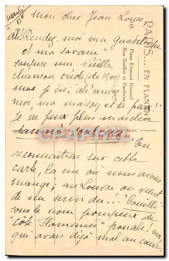 CPA Paris En Flanant Place Edmond Rostand Rue Soufflot et Pantheon  — Rückseite