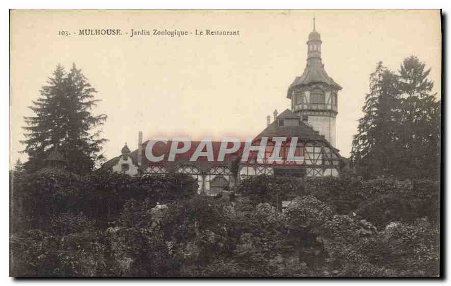 CPA Mulhouse Jardin Zoologique Le Restaurant 
